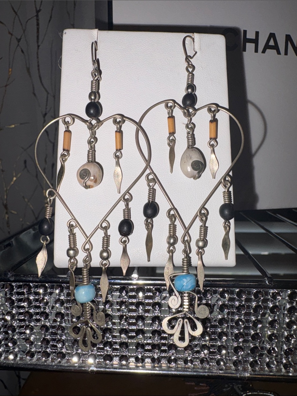 Sundance Handcrafted Heart Dangle Earrings with Turquoise Accent